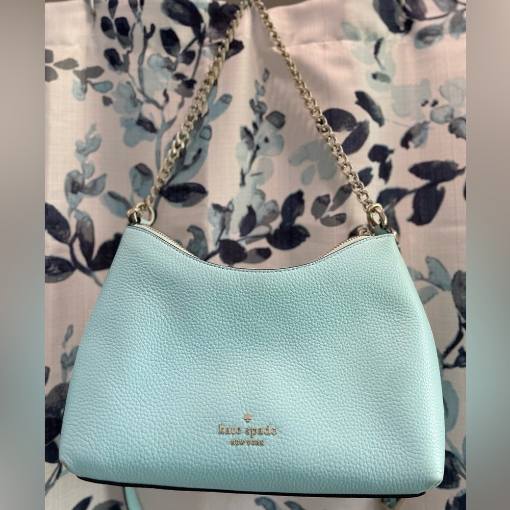 Kate Spade Aqua Blue Handbag with Gold Chain